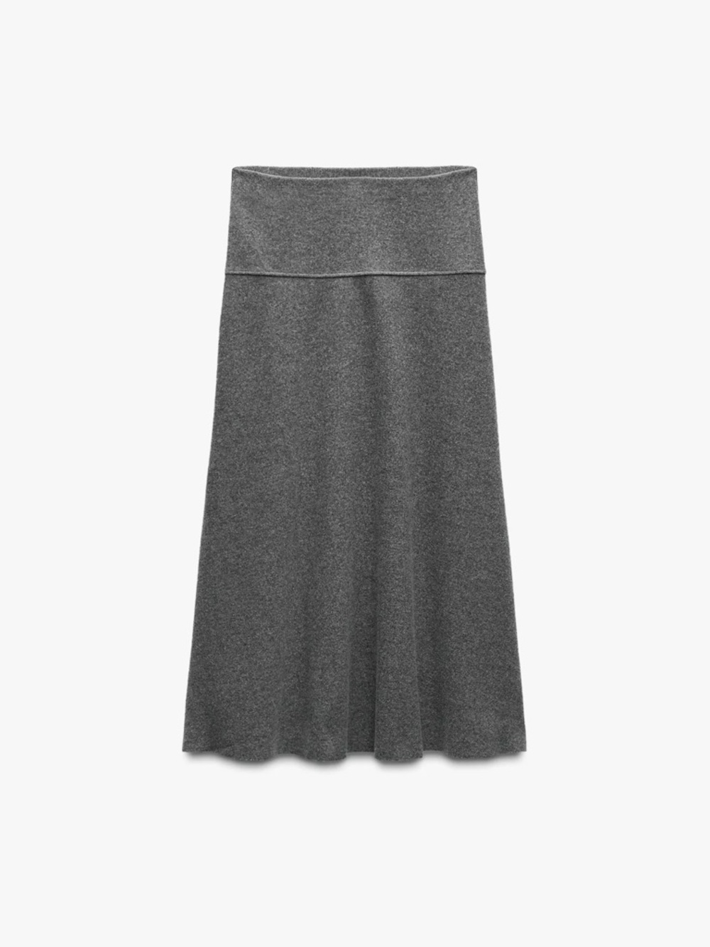 Zara Gray Midi A-Line Knit Skirt